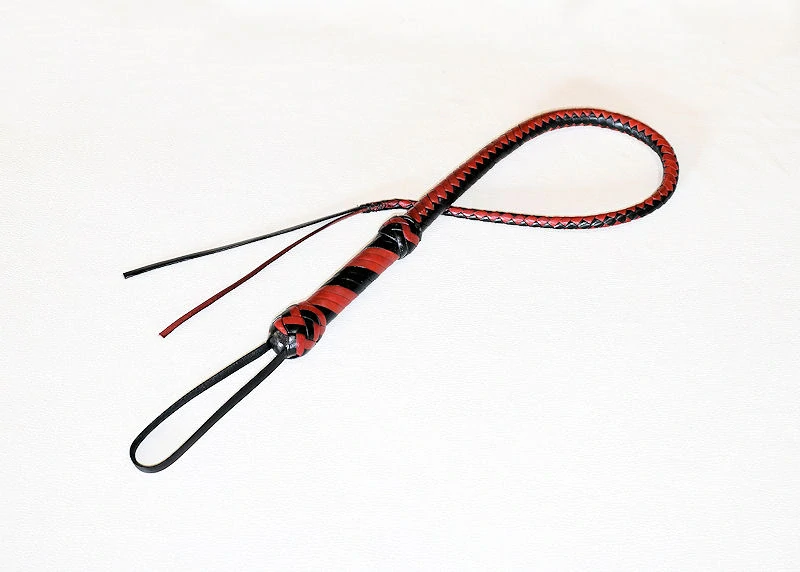 KDK100_1 karabáč s rozdvojeným koncem 100 cm červený + černý